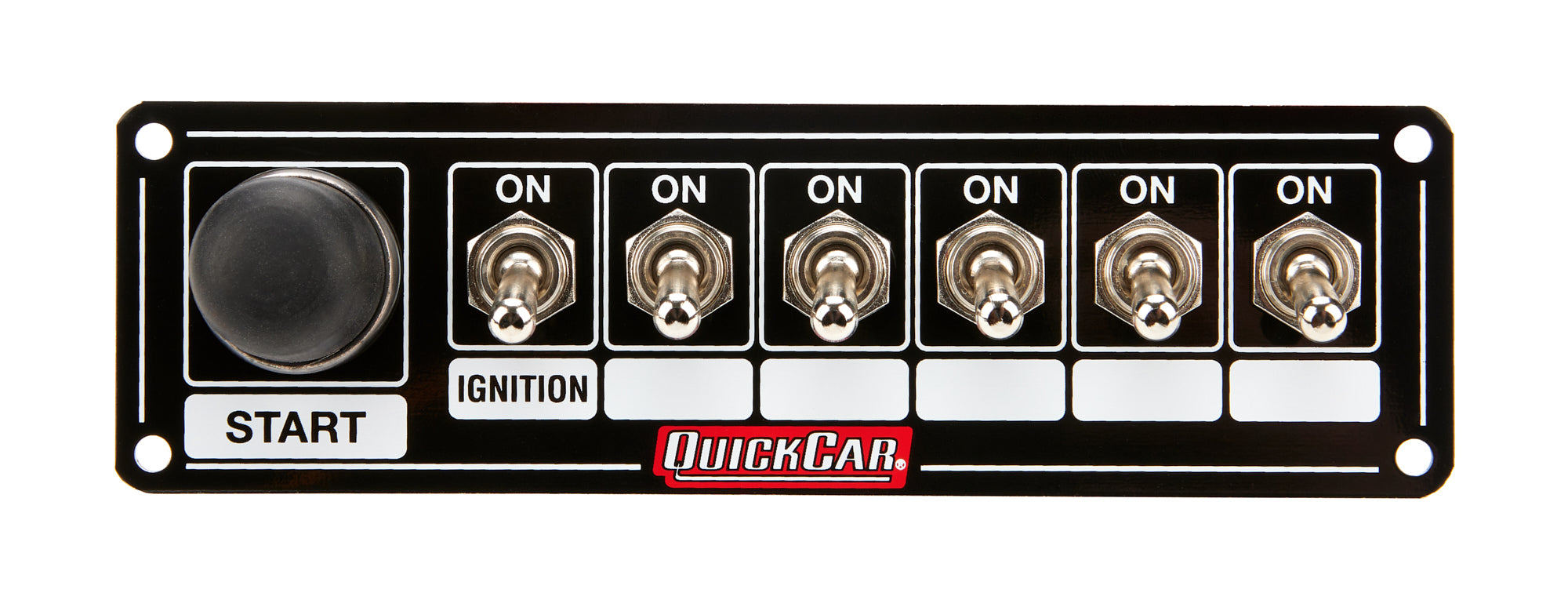QuickCar Racing Products QRP50-865 Switch Panel with Start Button and Six Toggle Switches, Dash Mount, Black Finish