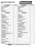 QuickCar Racing Products Race Day Check-List 50 Sheet Pad
