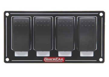 QUICKCAR RACING PRODUCTS 52-716 Accessory Panel with Four Rocker Switches, Dash Mount, 5.75 x 3 Inches, Black Finish