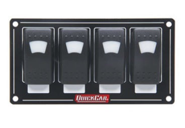 QuickCar Racing Products QRP52-717 Lighted Switch Panel with Four Rocker Switches, Dash Mount, 5.75 x 3 Inches