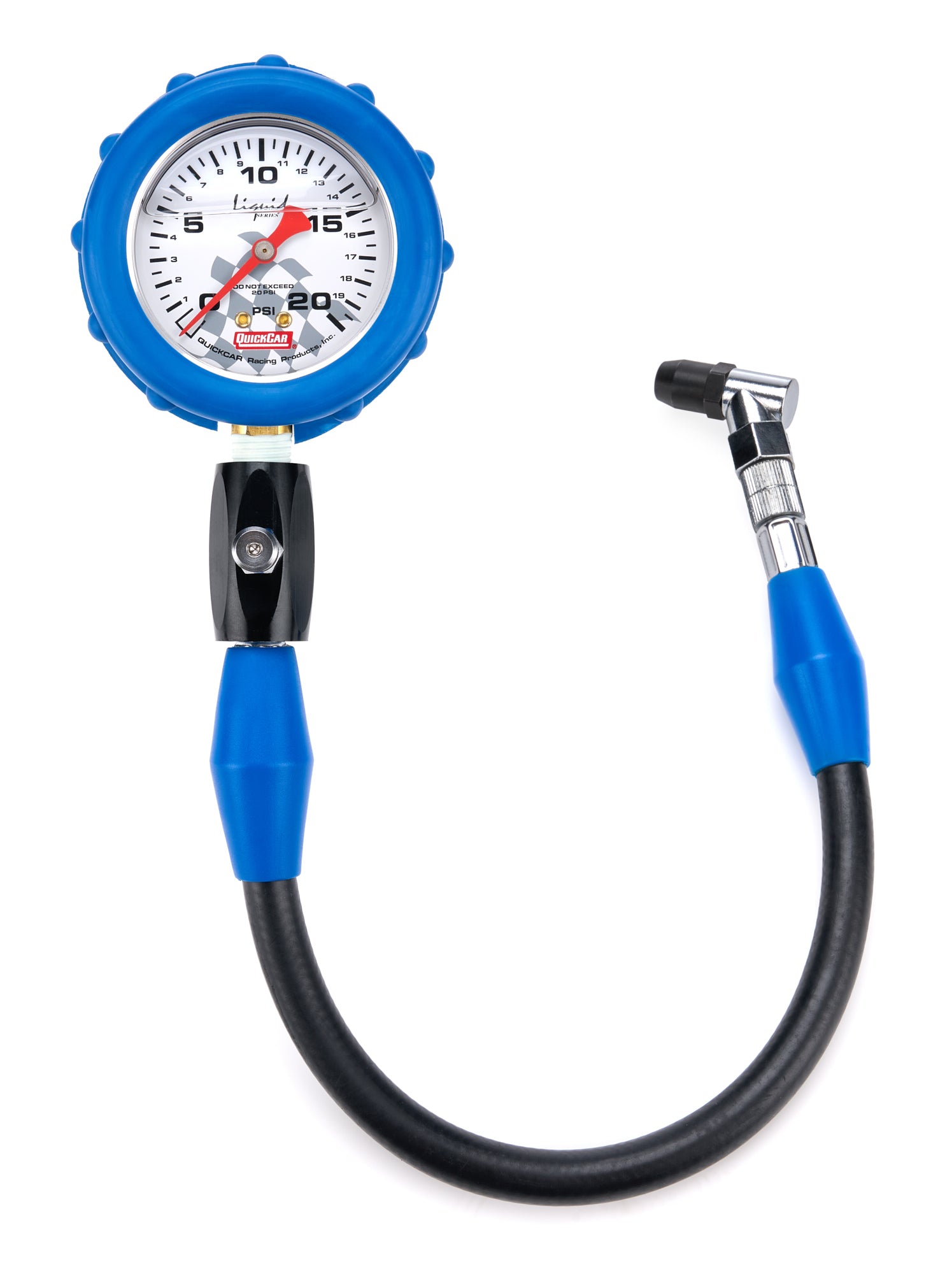 QuickCar Racing Products QRP56-021 Tire Pressure Gauge, 0-20 PSI Analog, Liquid Filled, 2.5-Inch Diameter, White Face, 1/2 lb Increments