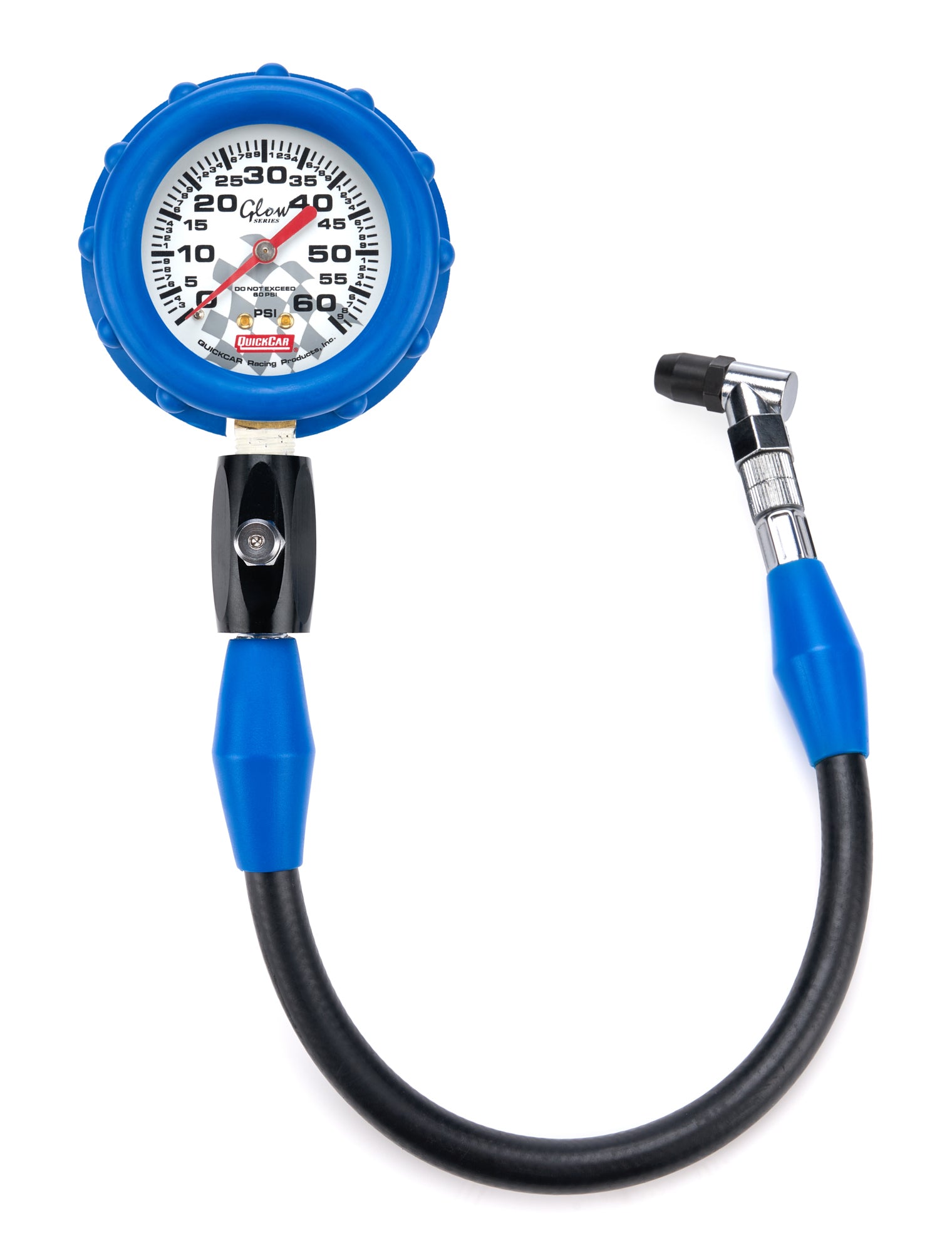 QuickCar Racing Products QRP56-062 Tire Pressure Gauge, 0-60 PSI, Glow in the Dark, Analog, 2.5-Inch Diameter, White Face, 1 lb Increments