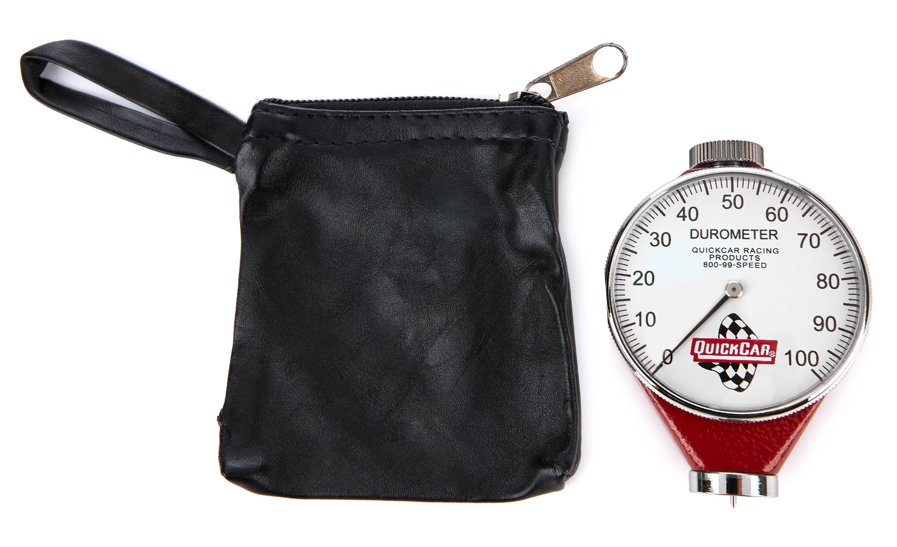 QuickCar Racing Products Tire Durometer Deluxe 0-100 Points Mechanical Analog Gauge with Black Storage Pouch