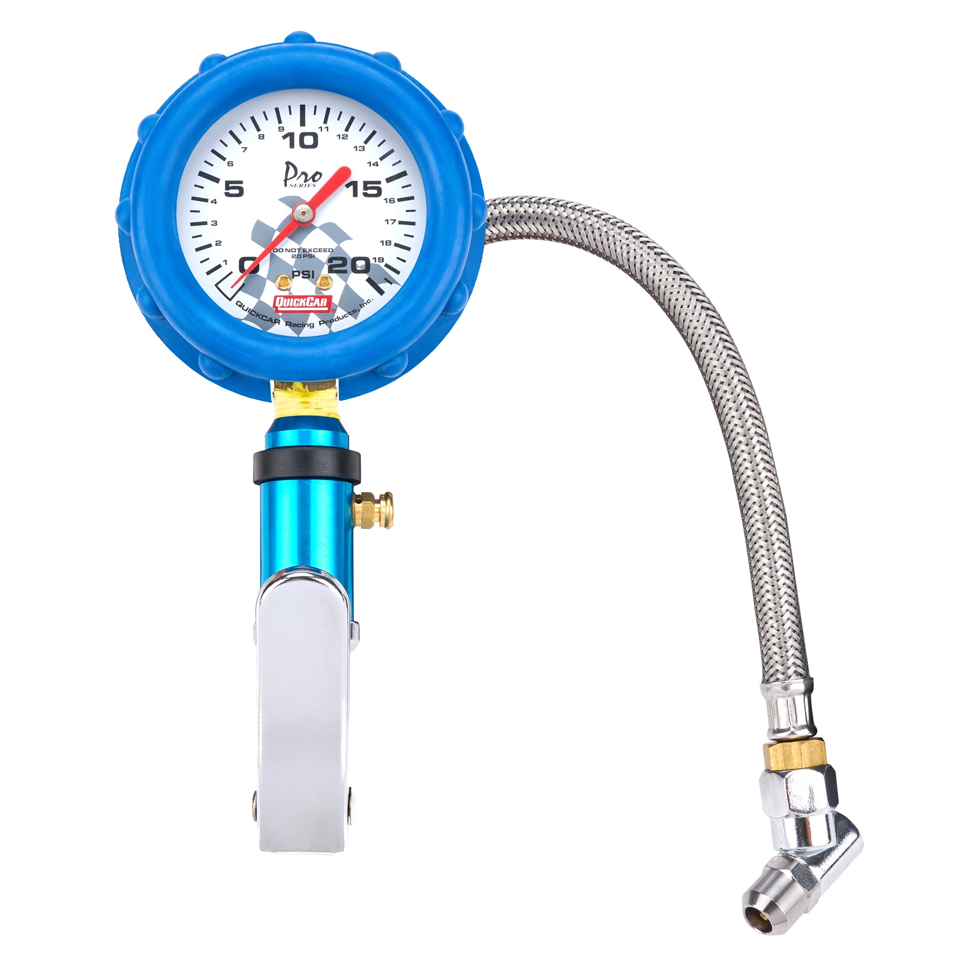 QUICKCAR RACING PRODUCTS Tire Inflator and Gauge 0-20 psi Analog with White Face