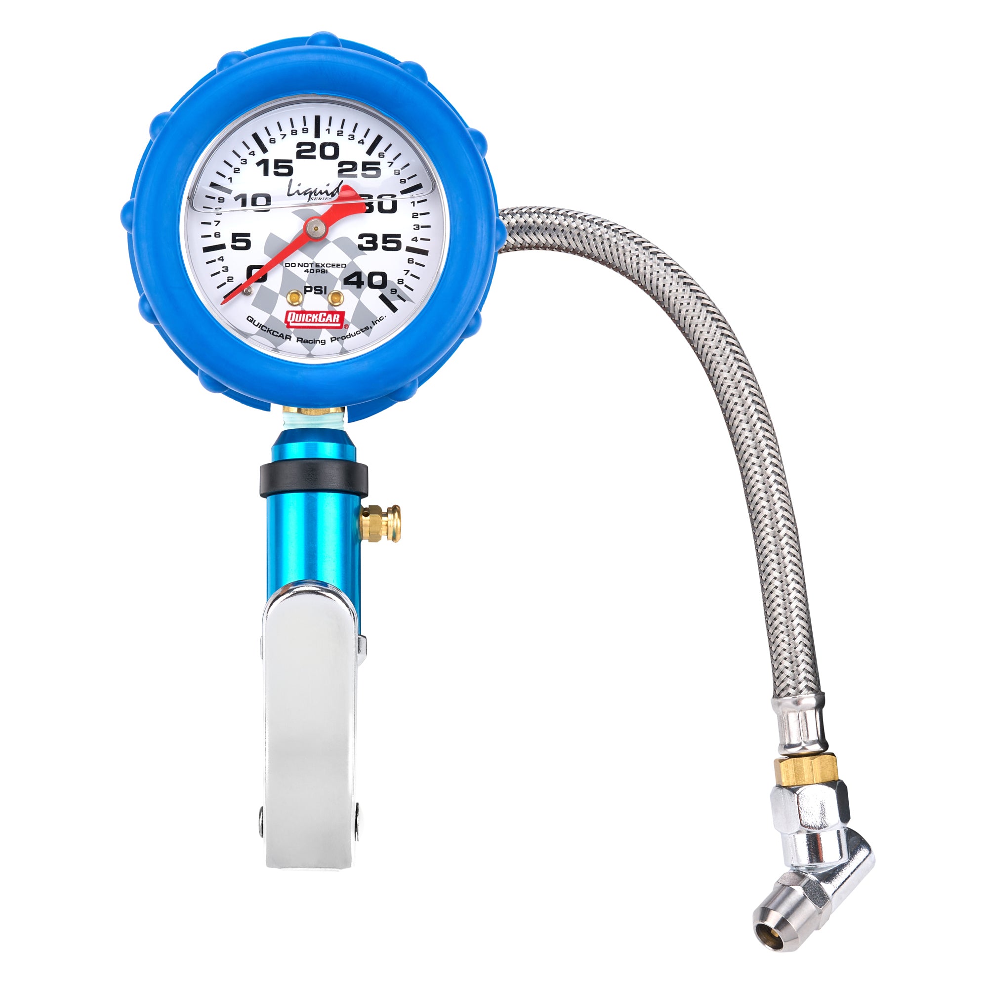 QuickCar Racing Products Tire Inflator and Gauge 0-40 psi Liquid Filled Analog 2-1/4 Inch Silver Face
