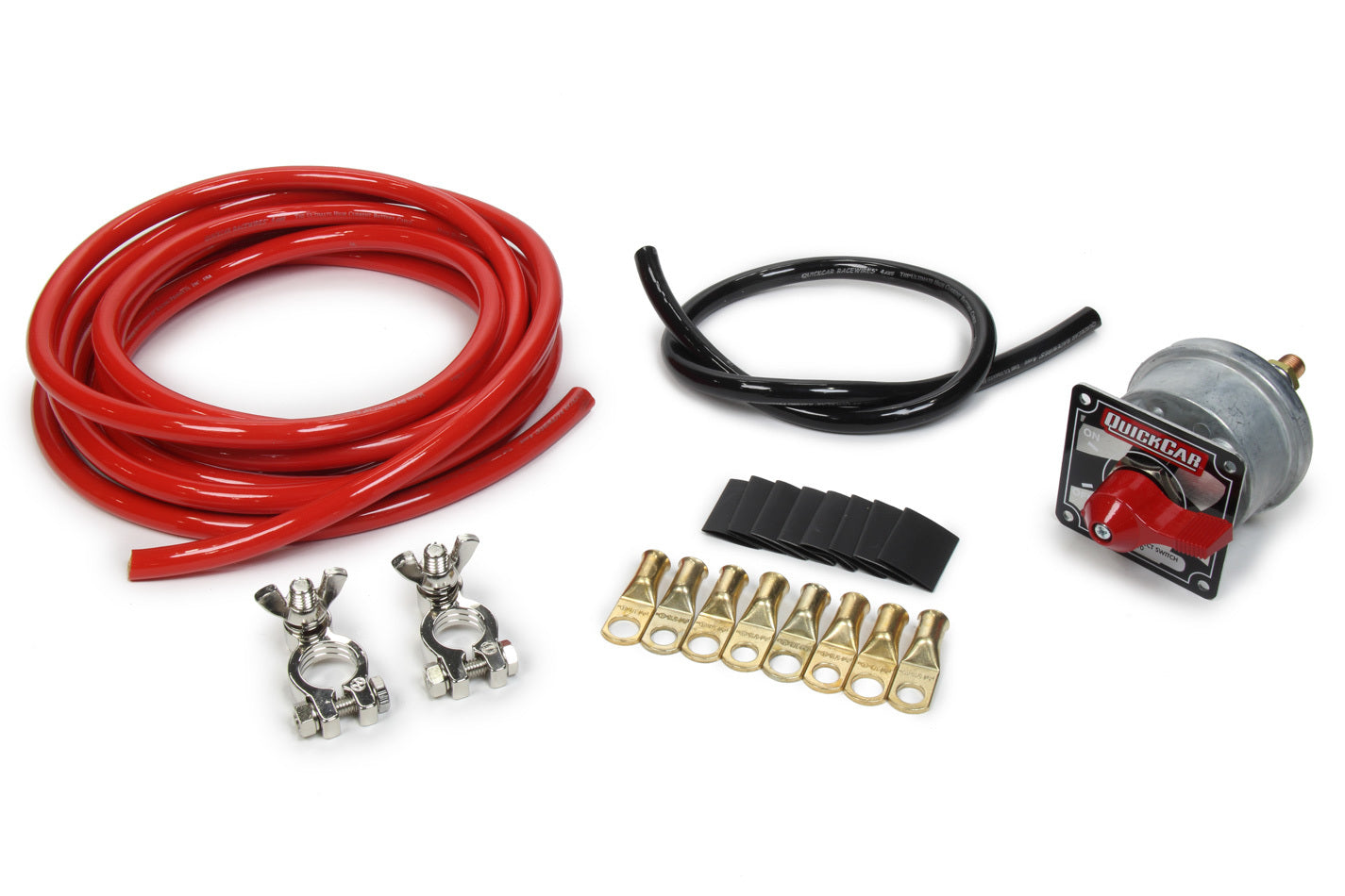 QuickCar Racing Products Battery Cable Kit 4 Gauge with Top Mount Terminals and Disconnect Switch