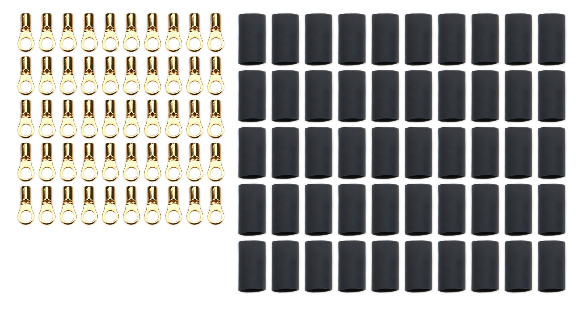 QUICKCAR RACING PRODUCTS Ring Terminal #6 for 16-22 Gauge Wire, Copper, Heat Shrink, Pack of 50