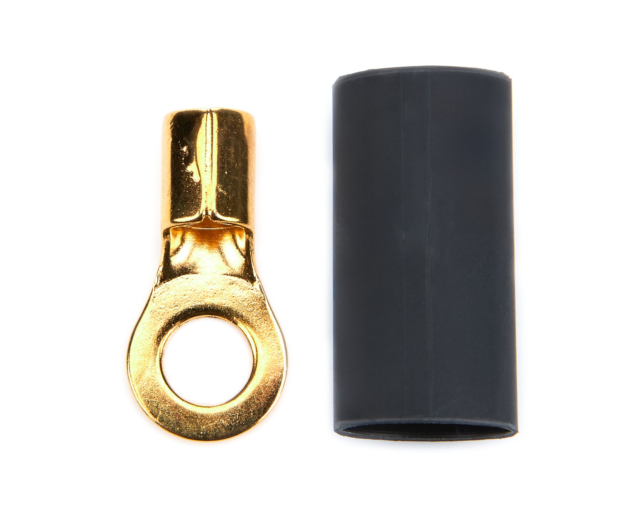 QUICKCAR RACING PRODUCTS Ring Terminal 8 Gauge Wire, 1/4 Inch Hole, Copper, Heat Shrink, Pair