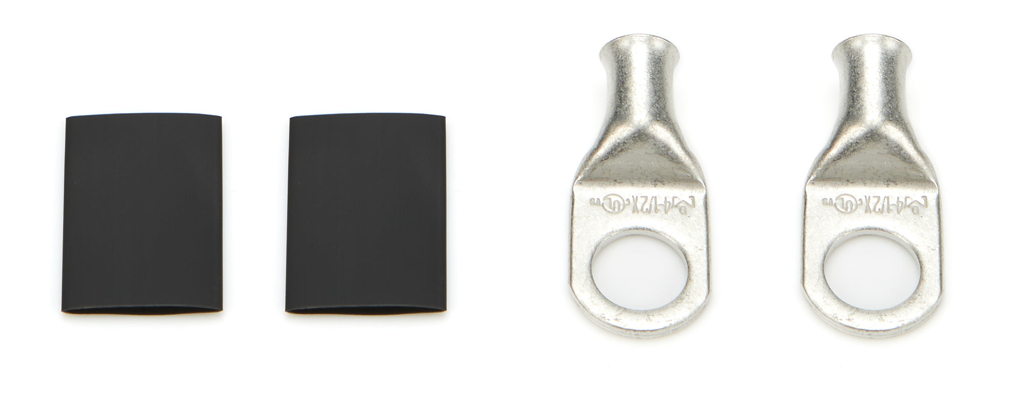 QuickCar Racing Products Power Ring 4 AWG Battery Terminal Pair with Heat Shrink, 1/2 Inch Eyelet, Copper, Tin Plated