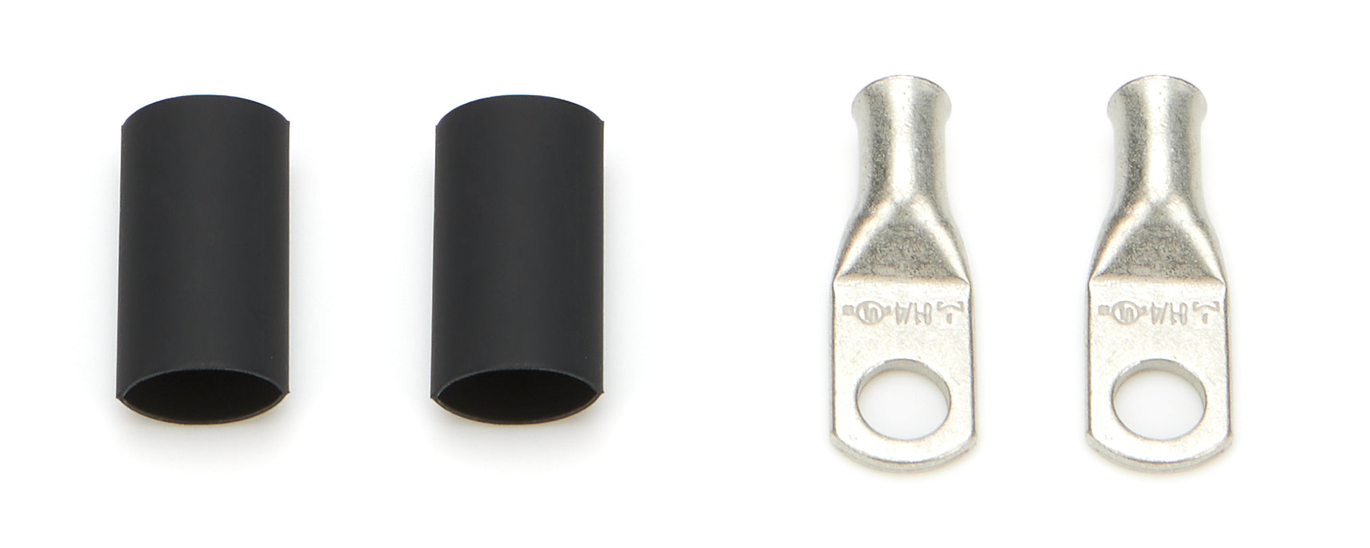 QuickCar Racing Products Power Ring Terminal 8 Gauge Wire 1/4 Inch Hole Pair with Heat Shrink