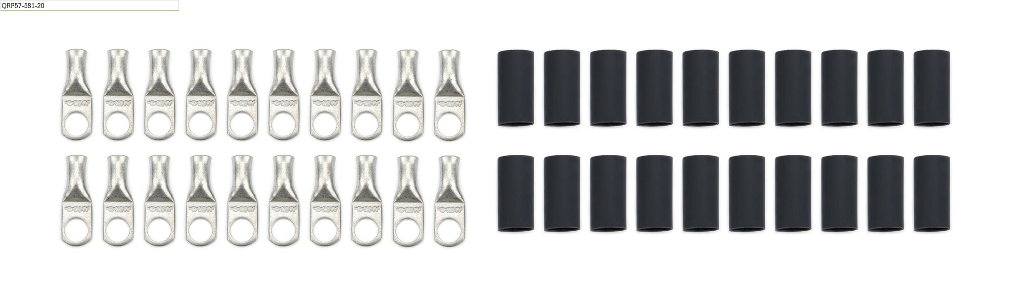 QUICKCAR RACING PRODUCTS 57-581-20 Copper Ring Terminals, 6 Gauge, 5/16 Inch Hole, Tin Plated with Heat Shrink, Pack of 20
