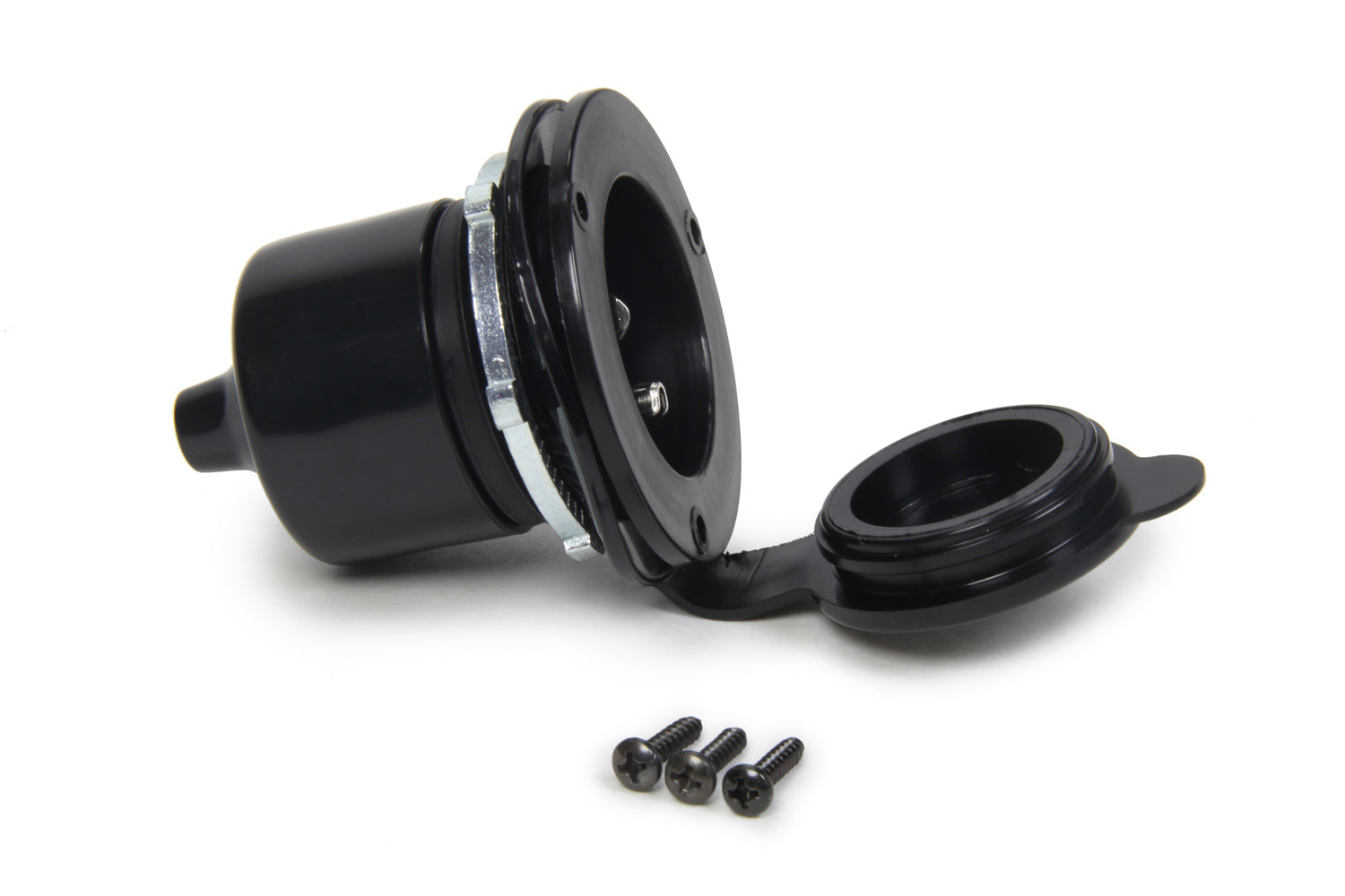 QuickCar Racing Products 57-721 Male Recessed Outlet with Cover, 110V Flange Mount, 3-Prong Male Socket