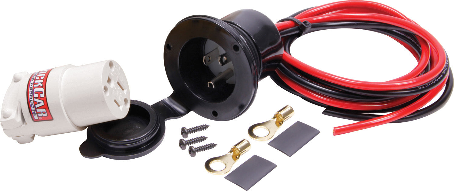 QuickCar Racing Products 57-723 Remote Outlet for Oil Heater and Battery Charger, 110V, Flange Mount, 3-Prong Male Socket