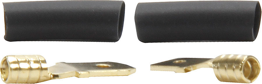QUICKCAR RACING PRODUCTS Male Spade Terminal 16-14 Gauge Copper Non-Insulated with Heat Shrink, Pair
