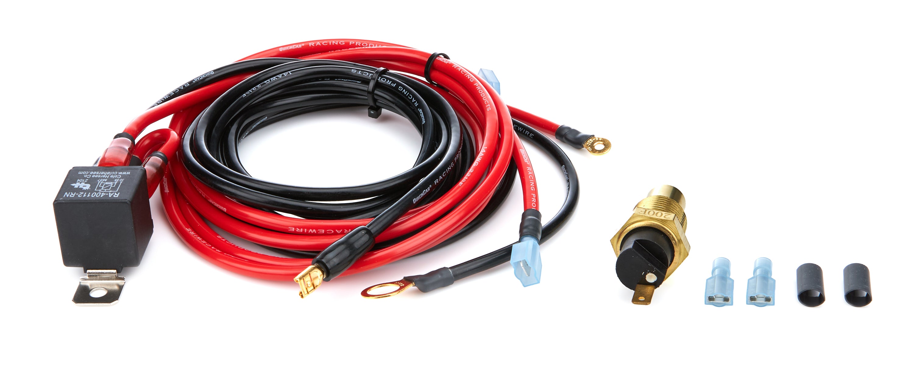QUICKCAR RACING PRODUCTS QRP60-039 Electric Fan Relay with Thermostat, 200°F Activation, 3/8-Inch NPT Temperature Sensor, 40 Amp Relay Kit