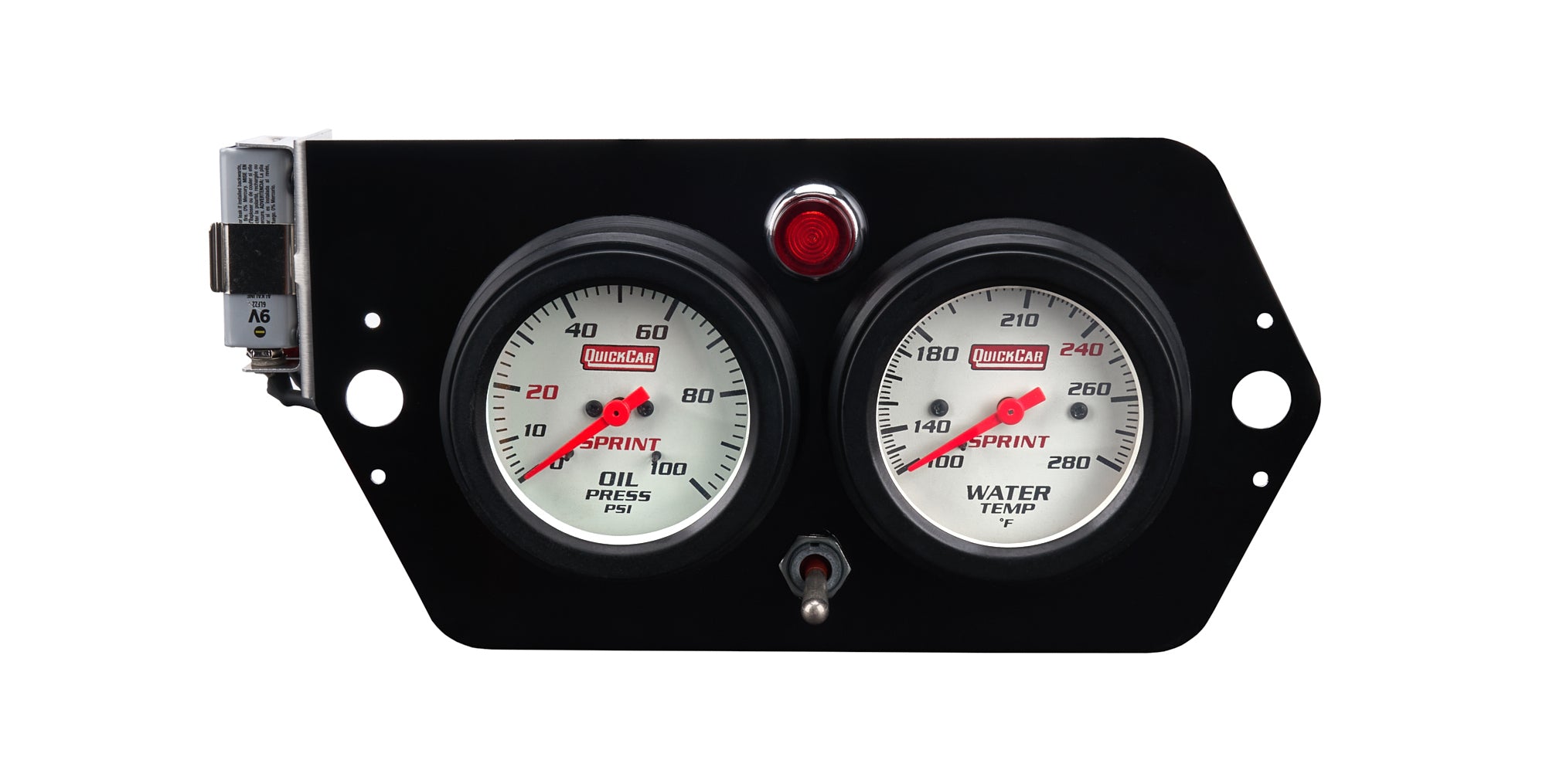 QUICKCAR RACING PRODUCTS Gauge Panel Deluxe Sprint with Magneto Switch and White Face Display