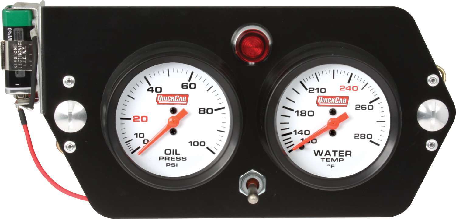 QUICKCAR Racing Products QRP61-6005 Gauge Panel Assembly Deluxe Sprint with Oil Pressure and Water Temperature, 2-5/8 Inch White Face Aluminum Kit