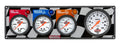 QuickCar Racing Products Gauge Panel Assembly with Oil Pressure, Oil Temperature, Tachometer, and Water Temperature - Silver Face, 3-3/8 Inch and 2-5/8 Inch Diameter
