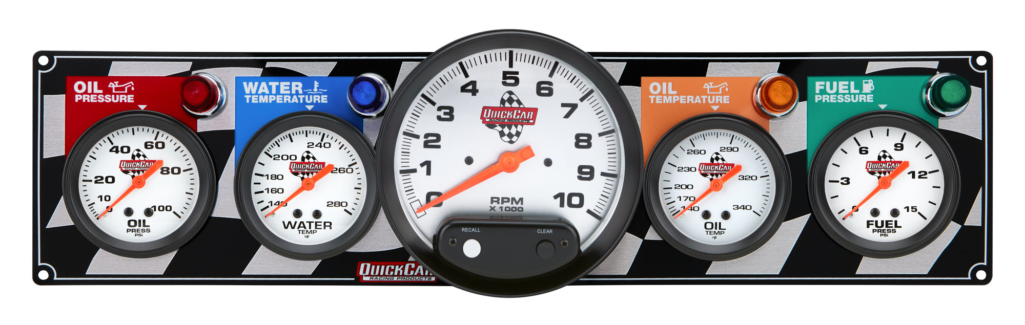 QuickCar Racing Products QRP61-6051 4 Gauge Panel with 5-Inch Tachometer and Silver Face