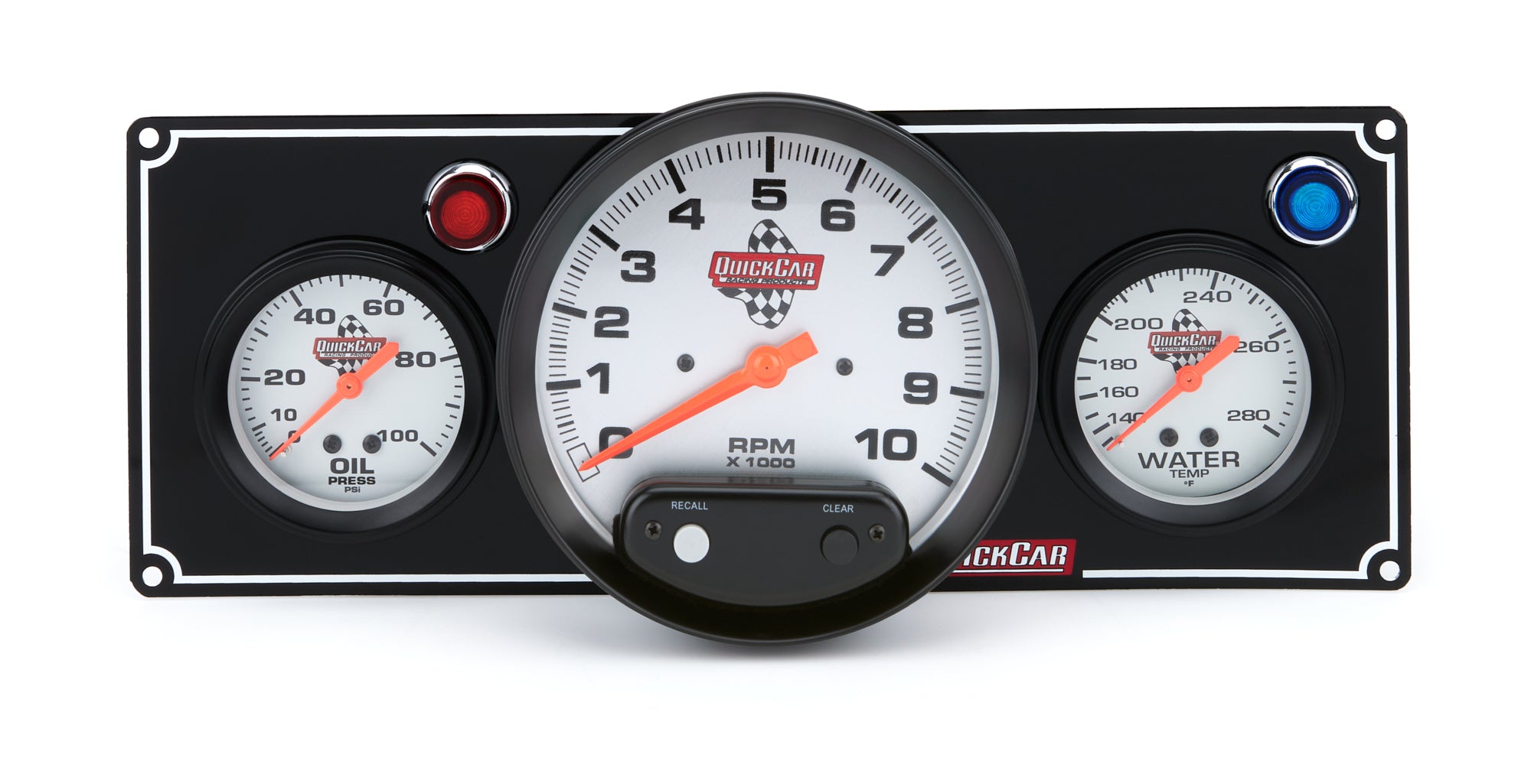 QuickCar Racing Products 61-6731 Gauge Panel Assembly with Oil Pressure, Water Temperature, and 5-Inch Tachometer, Silver Face with Warning Light