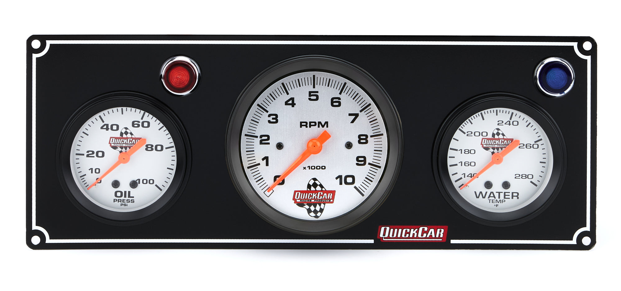 QuickCar Racing Products 61-67313 Gauge Panel Assembly with Oil Pressure, Water Temperature, and 3-Inch Tachometer, Silver Face