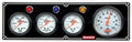 QuickCar Racing Products 61-67413 Gauge Panel Assembly with Oil Pressure, Oil Temperature, Tachometer, and Water Temperature - 3-3/8 Inch and 2-5/8 Inch Diameter, Silver Face, Warning Light