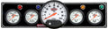 Quickcar Racing Products 61-6751 Gauge Panel Assembly with Fuel Pressure, Oil Pressure, Oil Temperature, Water Temperature, and Tachometer - 5 Inch Diameter, Silver Face