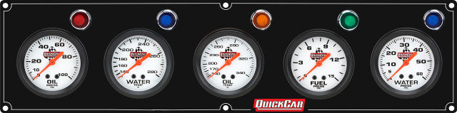 QuickCar Racing Products 61-6766 Legend Series 5 Gauge Panel Assembly with White Face