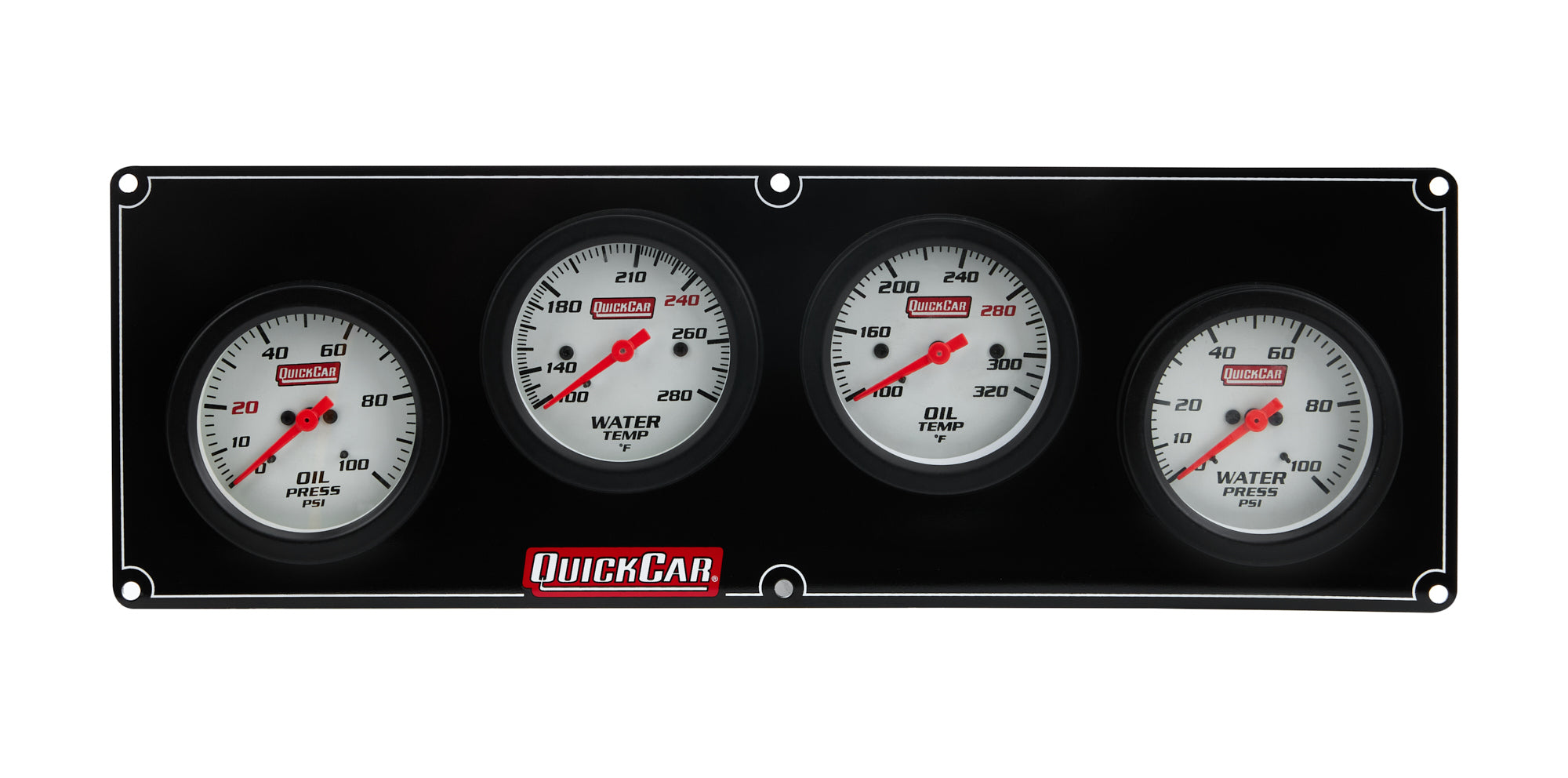 QuickCar Racing Products QRP61-7023 4-Gauge Extreme Oil Pressure, Oil Temperature, Water Pressure, and Water Temperature Gauge Panel Assembly