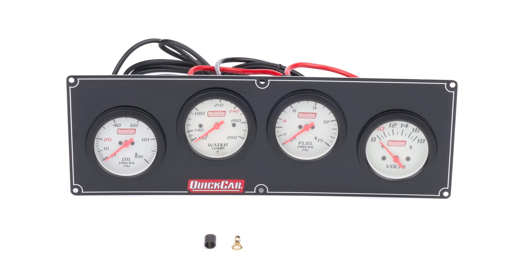 QUICKCAR Racing Products 61-7028 Extreme 4-Gauge Panel Assembly with Fuel Pressure, Oil Pressure, Water Temperature, and Voltmeter