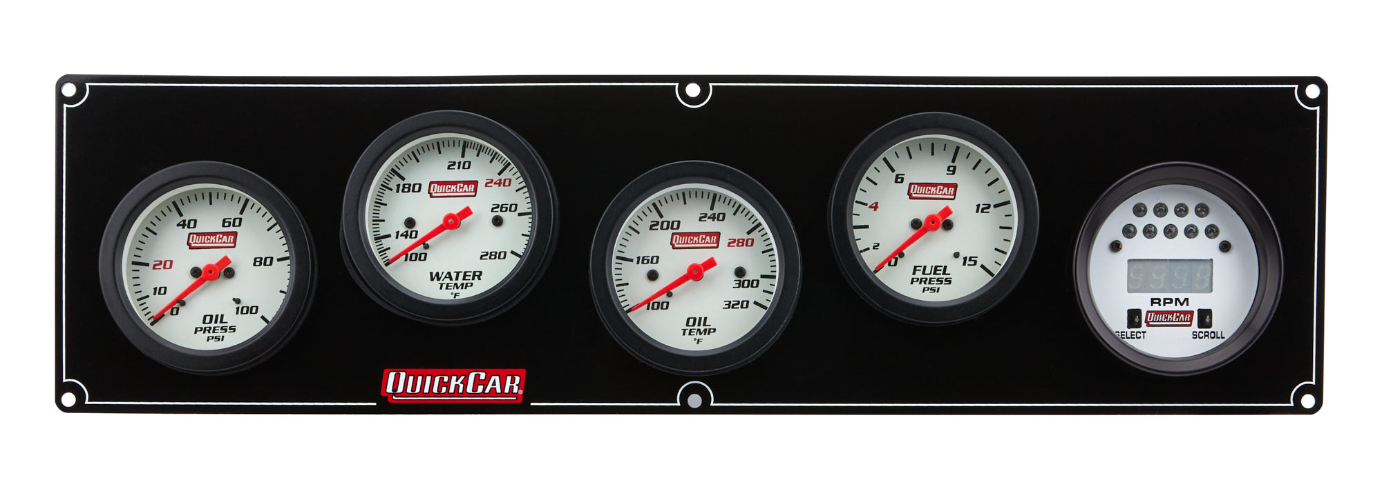 QuickCar Racing Products QRP61-7051 Extreme Gauge Panel Assembly with Fuel Pressure, Oil Pressure, Oil Temperature, Digital Tachometer, and Water Temperature