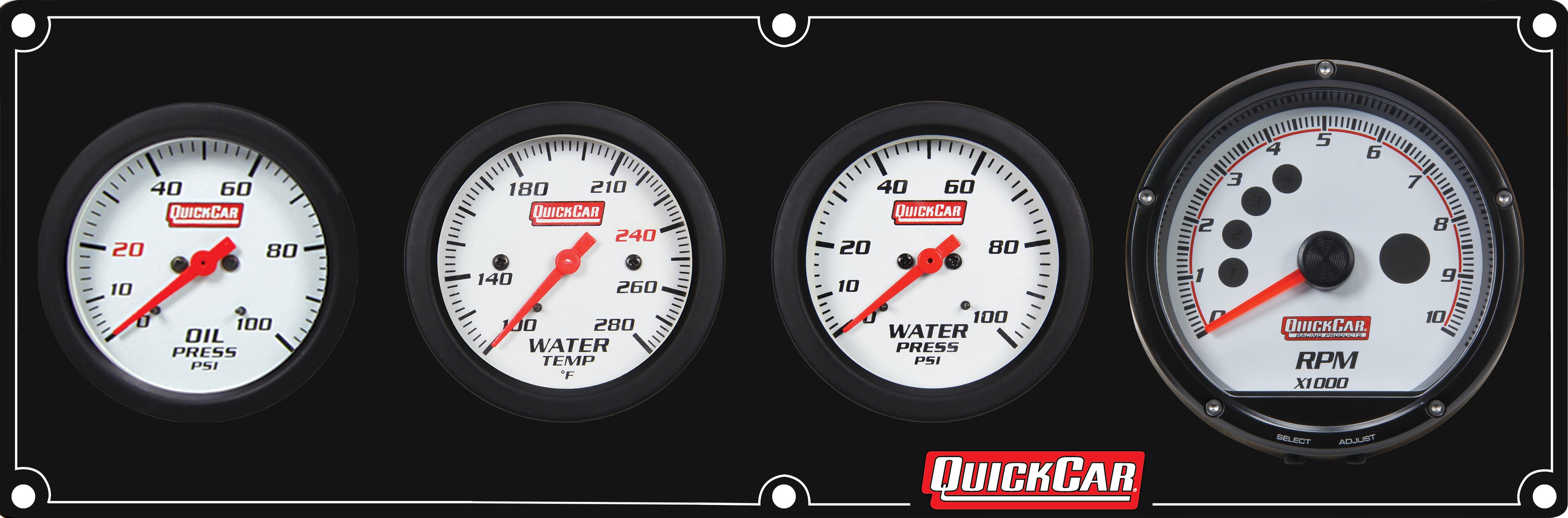 QuickCar Racing Products QRP61-7346 Extreme 3-Inch Panel with Tachometer, Oil Pressure, Water Temperature, and Water Pressure Gauges