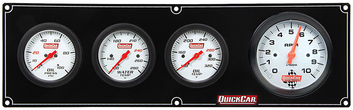 QuickCar Racing Products Extreme 3-1 Gauge Panel Assembly with Oil Pressure, Oil Temperature, Water Temperature, and Tachometer