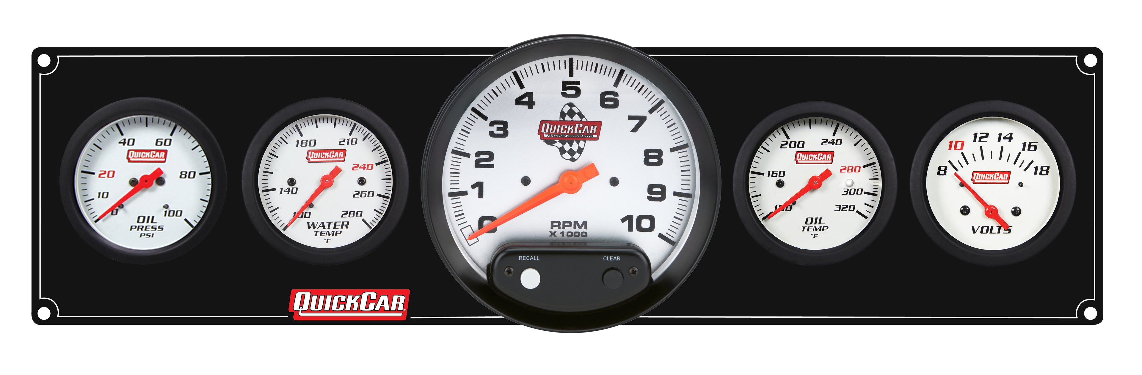 QuickCar Racing Products QRP61-7757 Extreme 4-in-1 Gauge Panel with Tachometer and Warning Light, White Face