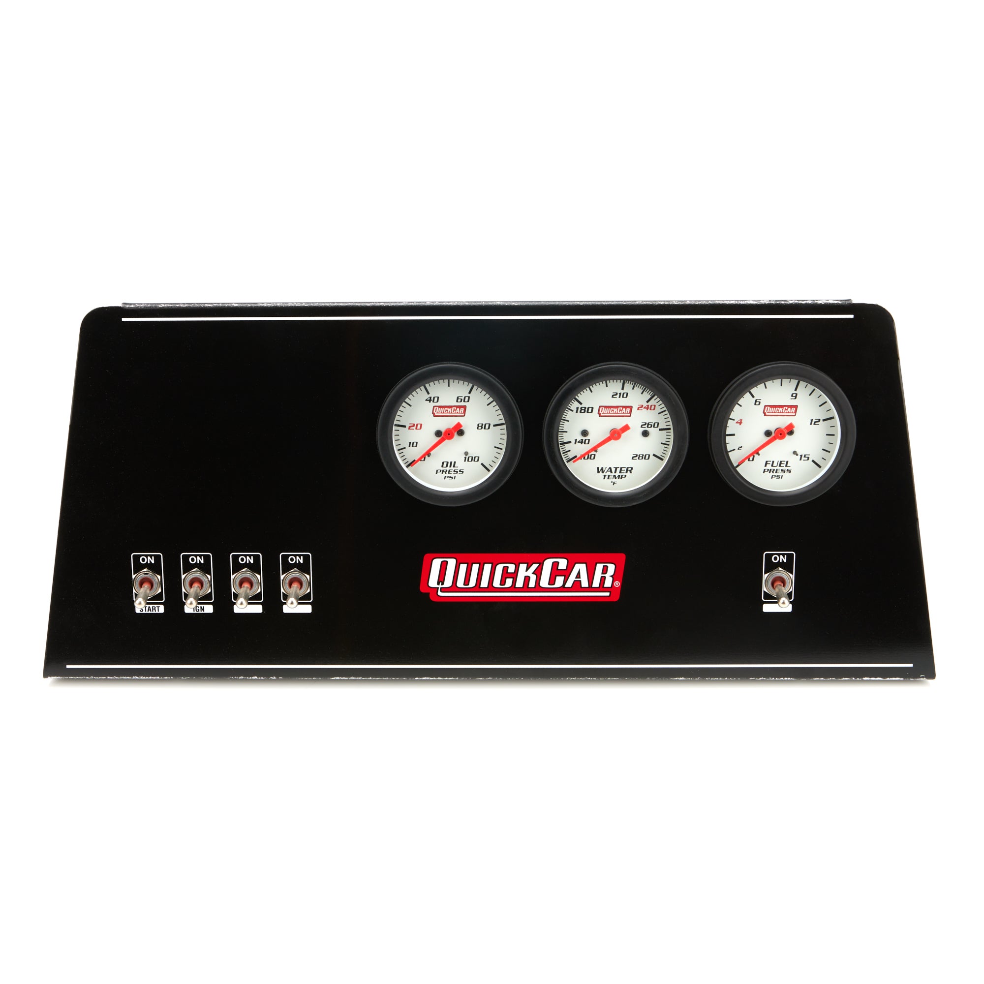 QuickCar Racing Products QRP61-812-038 Gauge Panel Assembly for Fuel, Oil, and Water Temperature - 2-5/8 Inch White Face Kit