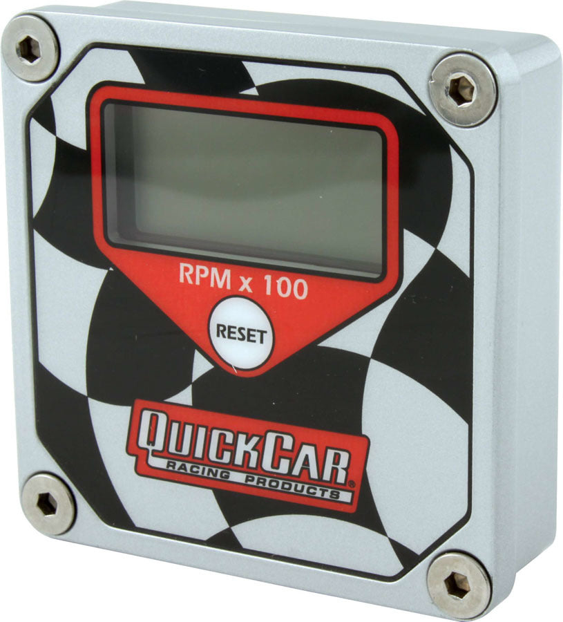 QuickCar Racing Products QRP611-099 Digital LCD Tachometer with Checkered Flag Face, 15,000 RPM, Waterproof, Aluminum Housing