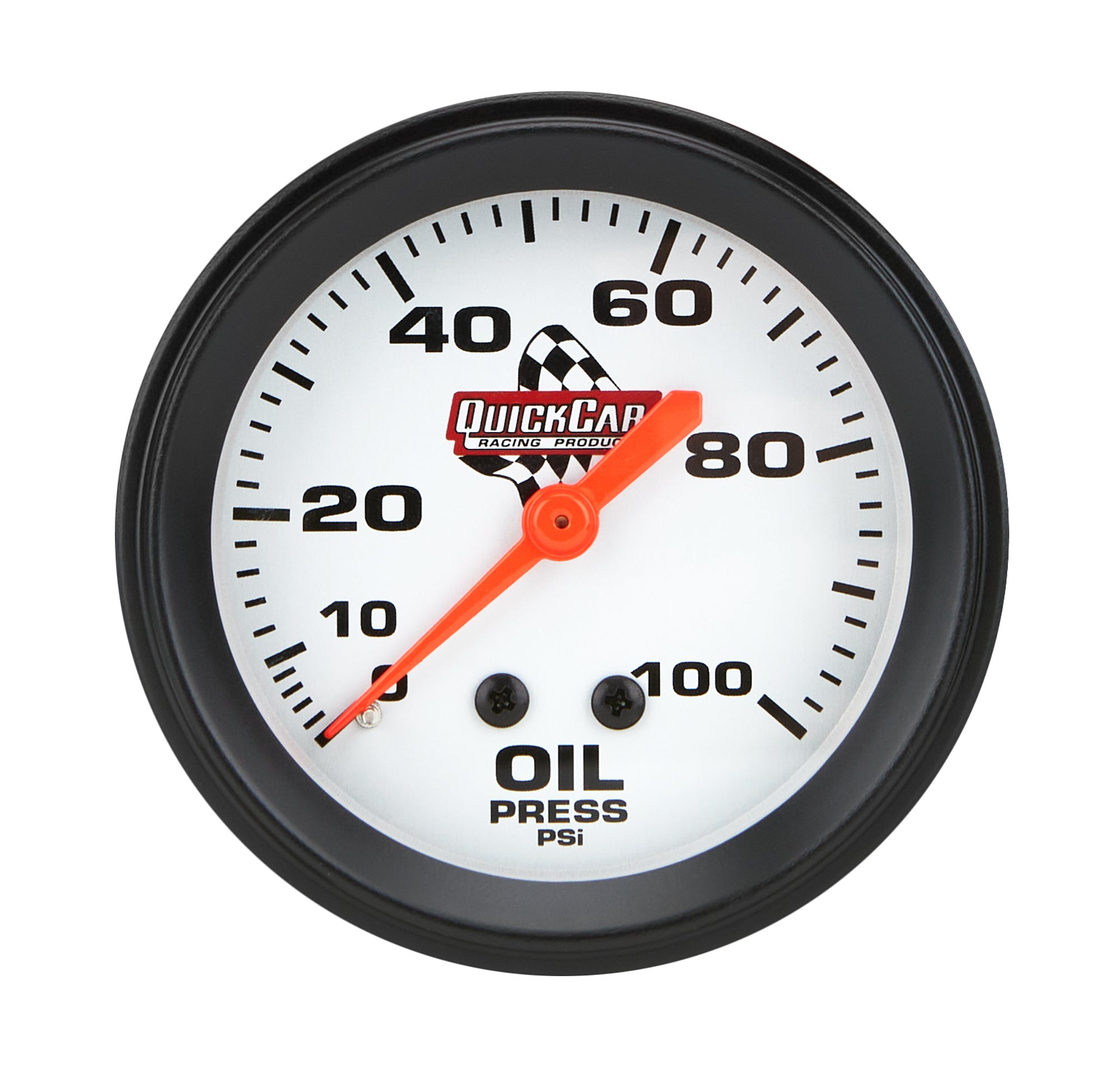 QuickCar Racing Products Oil Pressure Gauge 0-100 PSI Mechanical Analog with Full Sweep, 2-5/8 Inch Diameter, Silver Face