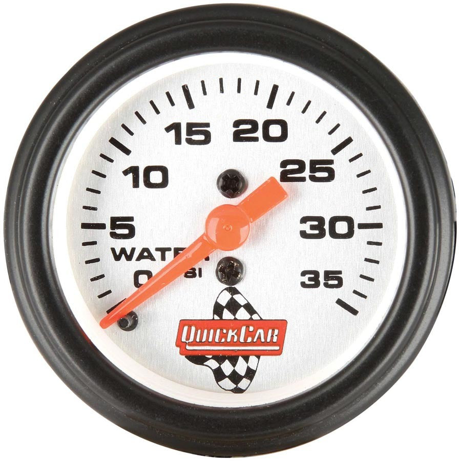 QuickCar Racing Products Water Pressure Gauge 0-35 psi Mechanical Analog with Full Sweep and Silver Face