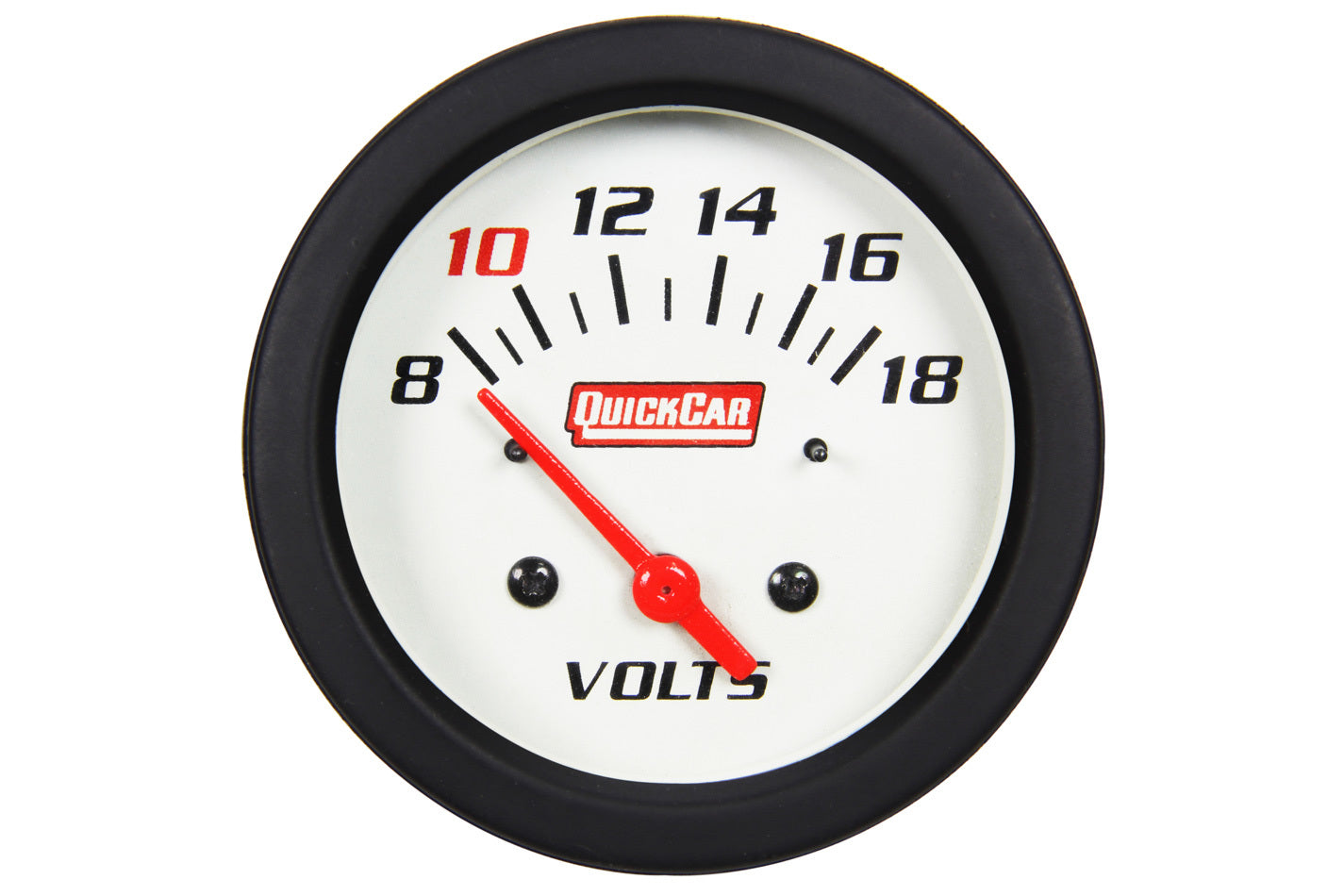 QuickCar Racing Products 611-7007 Extreme Volt Meter 8-18V Analog Short Sweep White Face Built-in Warning Light