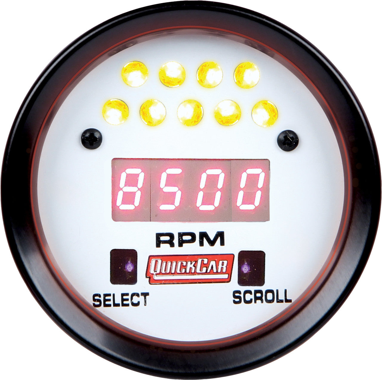 QuickCar Racing Products 611-7010 Extreme LCD Digital Tachometer, 18000 RPM, 2 5/8 Inch White Face with Recall and Shift Light