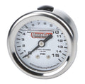 QuickCar Racing Products QRP611-9015 Mini Mechanical Fuel Pressure Gauge 0-15 PSI, 1.5 Inch Diameter, Liquid Filled, White Face
