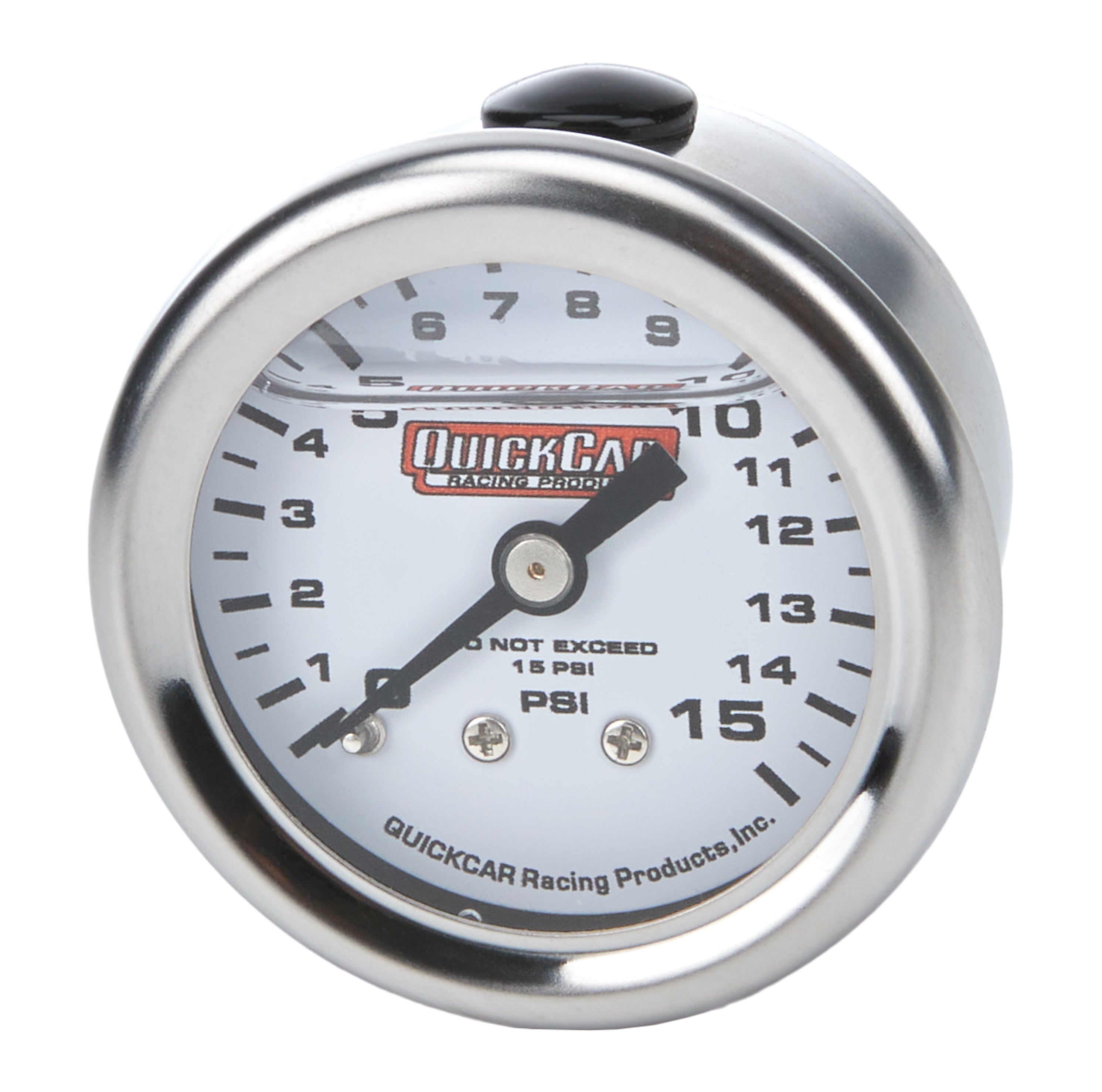 QuickCar Racing Products QRP611-9015 Mini Mechanical Fuel Pressure Gauge 0-15 PSI, 1.5 Inch Diameter, Liquid Filled, White Face