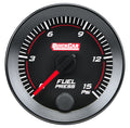 QuickCar Racing Products QRP65-000 RedLine Fuel Pressure Gauge 0-15 psi Electric Analog with Full Sweep and Black Face