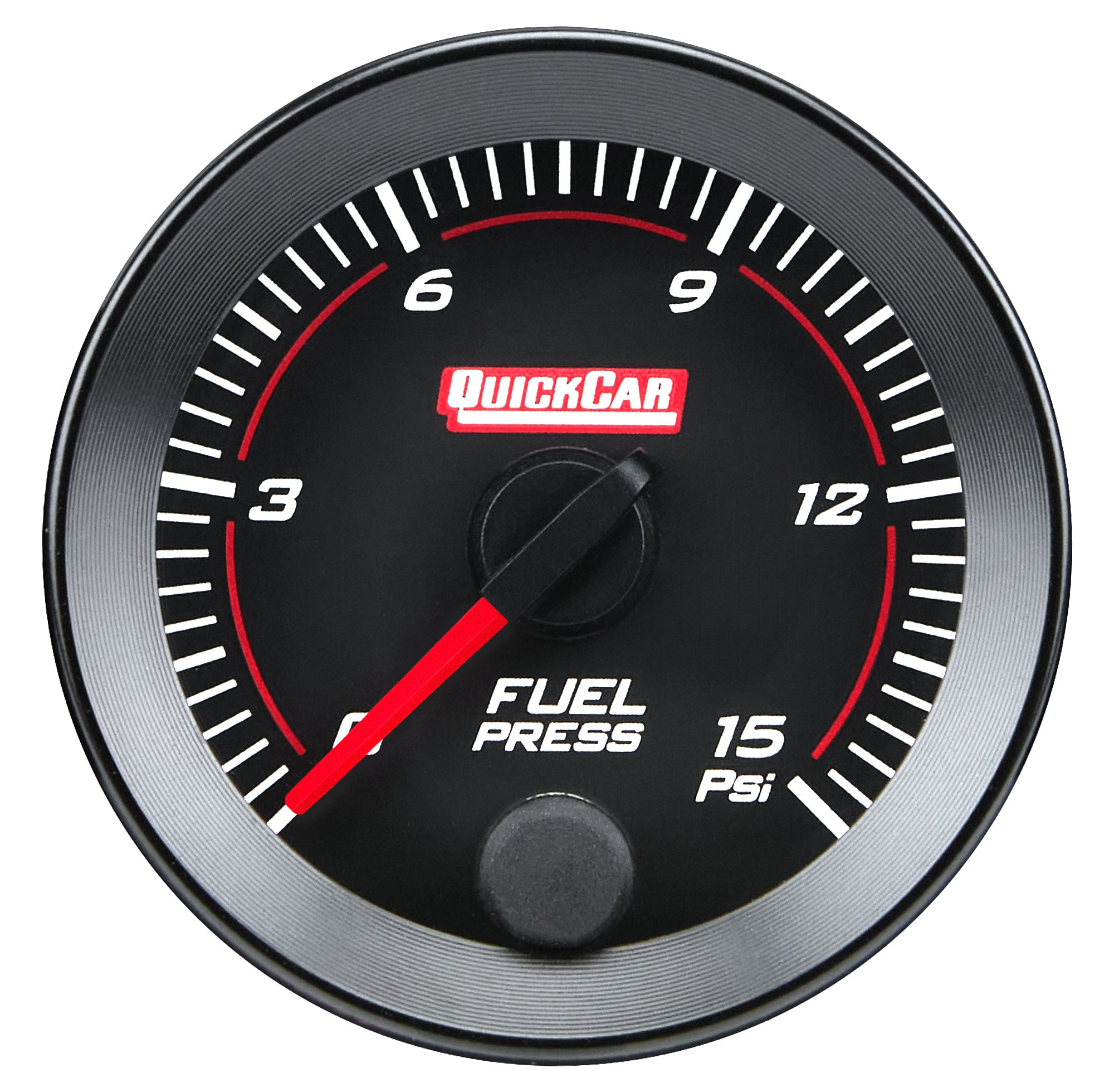 QuickCar Racing Products QRP65-000 RedLine Fuel Pressure Gauge 0-15 psi Electric Analog with Full Sweep and Black Face