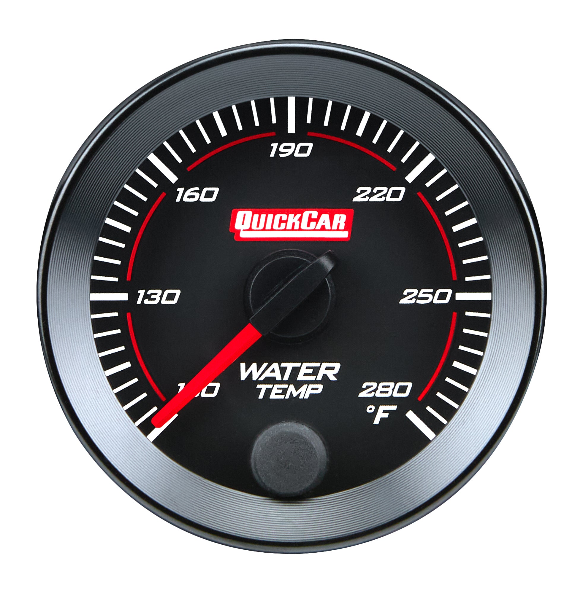 QuickCar Racing Products QRP65-006 RedLine Water Temperature Gauge 2-1/16 Inch, 100-280°F, Electric Analog with Full Sweep, Black Face