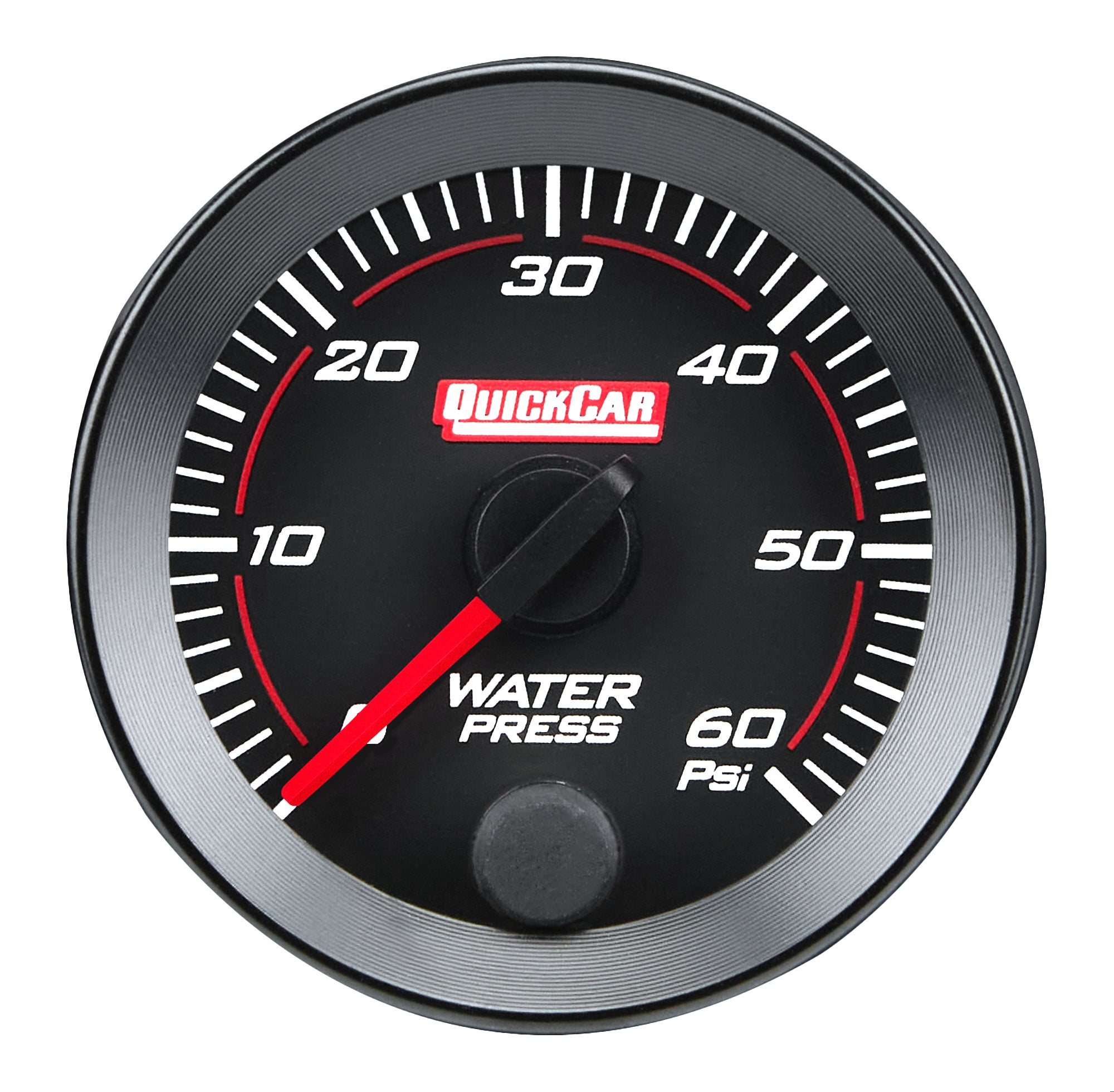 Quickcar Racing Products RedLine Water Pressure Gauge 0-60 psi, 2-1/16 Inch Diameter, Electric Analog with Full Sweep Black Face