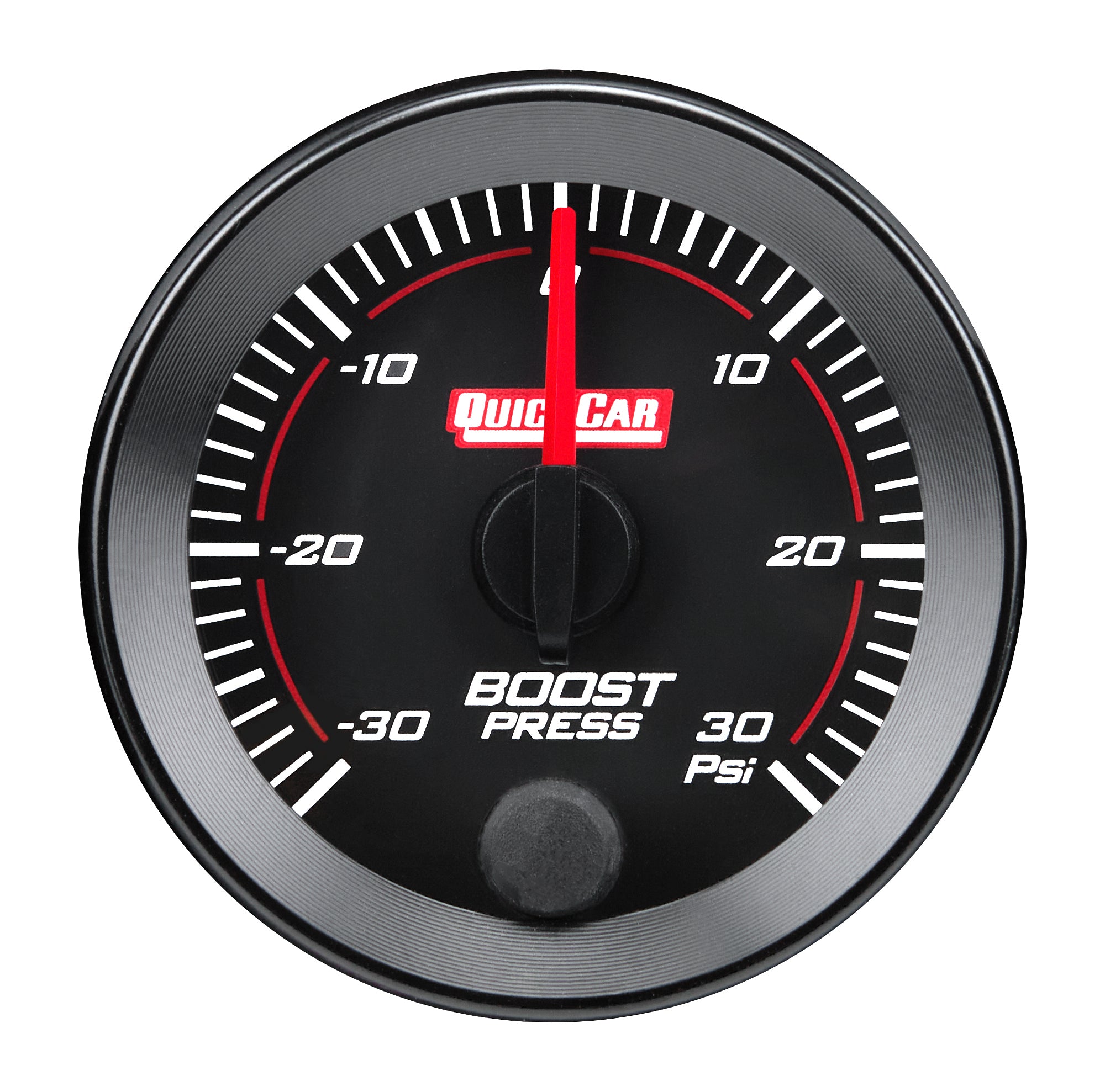 QuickCar Racing Products QRP65-012 RedLine Boost and Vacuum Gauge, 2-1/16 Inch Diameter, -30 to 30 psi, Electric Analog Full Sweep Gauge