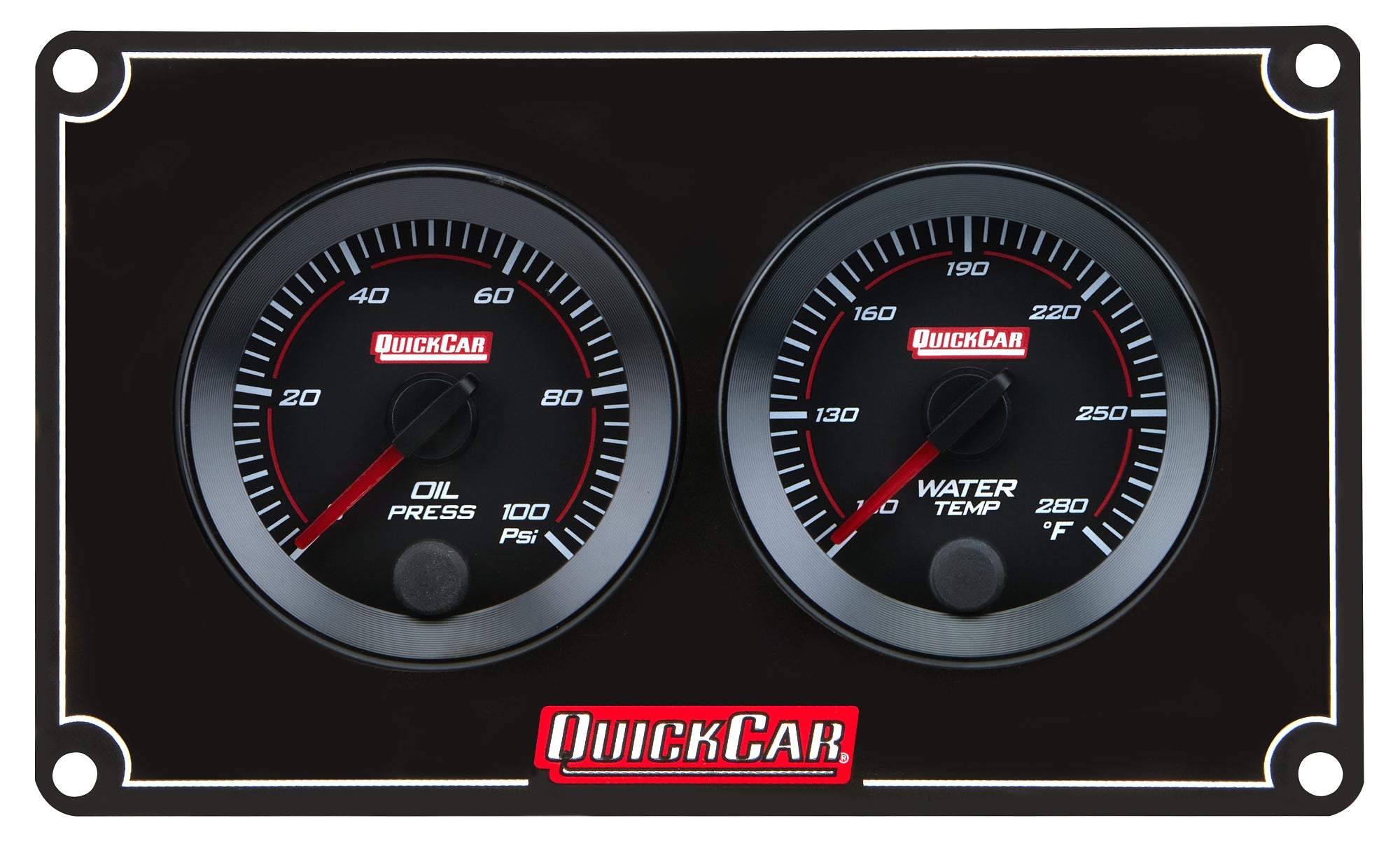 QuickCar Racing Products QRP65-2001 RedLine Oil Pressure and Water Temperature Gauge Panel Assembly, 2-1/16 Inch, Black Face, Aluminum