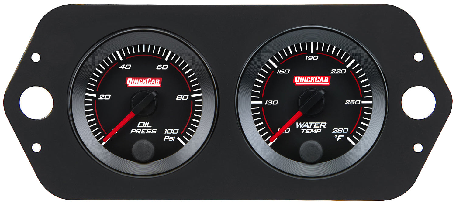 QUICKCAR RACING PRODUCTS RedLine Panel 2-1/16 Inch Oil Pressure and Water Temperature Gauge for Midget and Micro Sprint Cars
