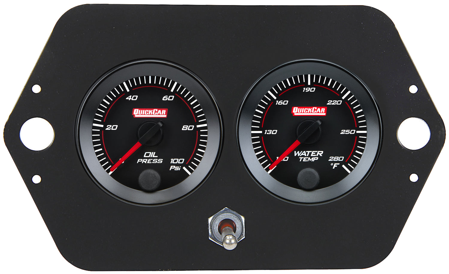 QuickCar Racing Products QRP65-2005 RedLine Gauge Panel Assembly for Sprint Cars with Oil Pressure and Water Temperature, 2-1/16 Inch Black Aluminum Face